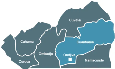 Figura 2: Divisão administrativa da província do Cunene Fonte: Governo Provincial do Cunene (2014).