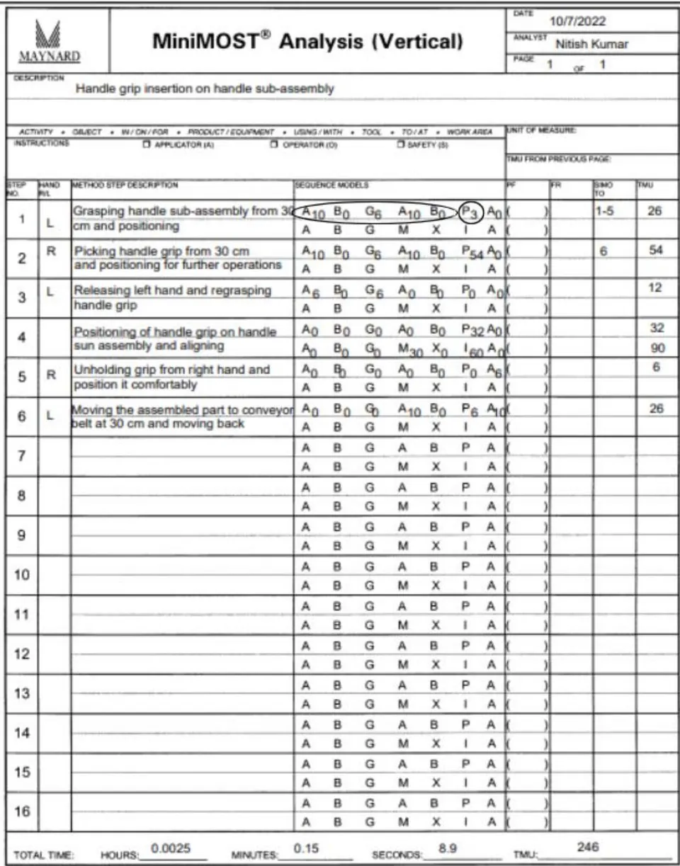 Fig. 3: MiniMOST Analysis Sheet