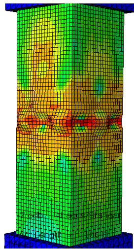 Figure 28: The local buckling modes for the stiffened and unstiffened columns