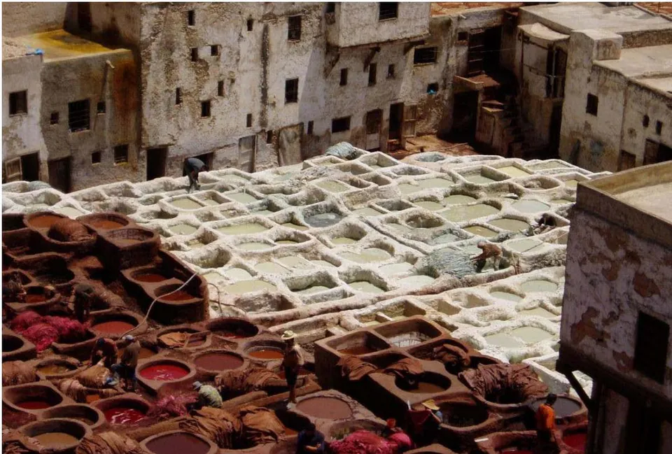 Figure 12: The tanneries at Fez of Morocco produce leathers.