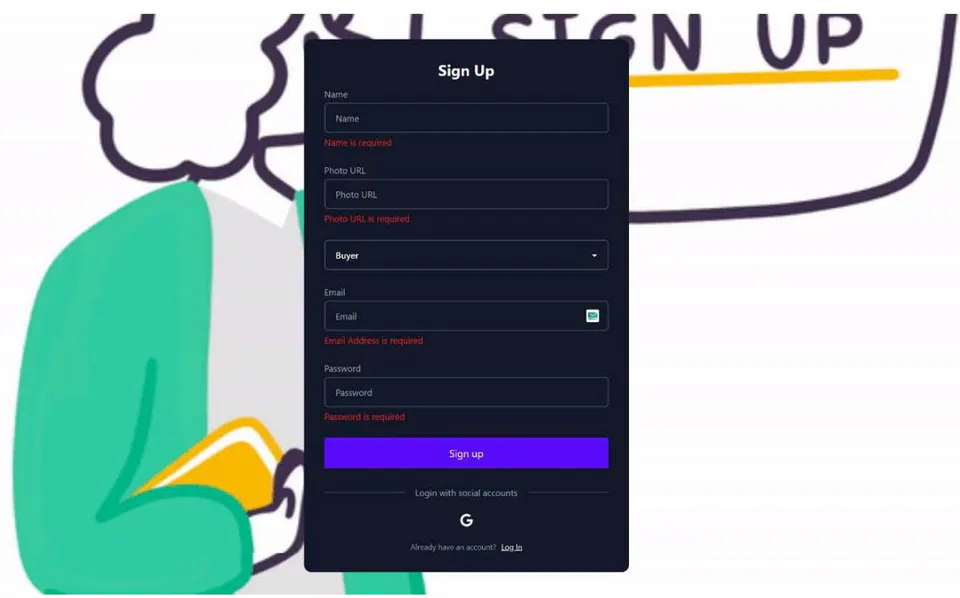 Figure 14: Signup form Screen