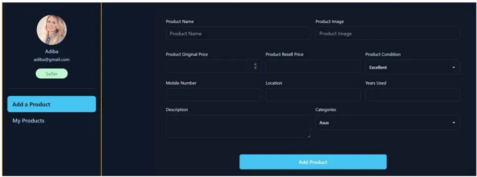 Figure 26: Add Product form Screen
