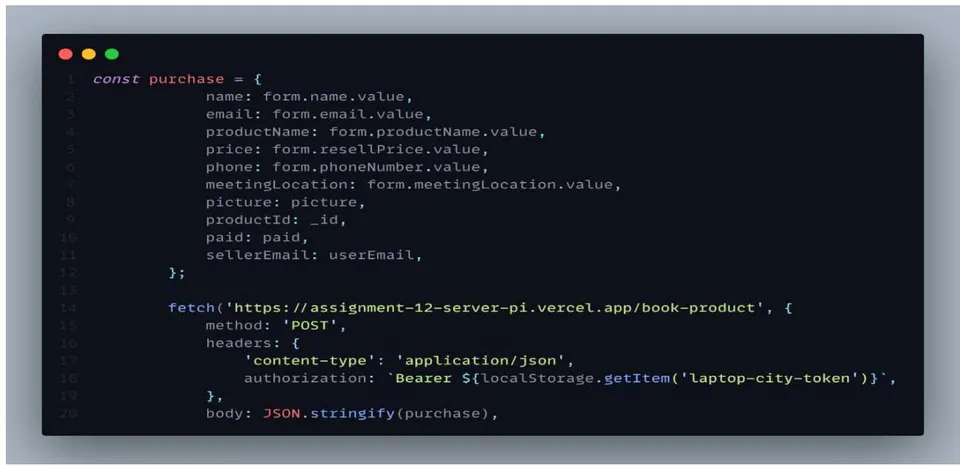 Figure 34: Booking Modal Code Snapshot