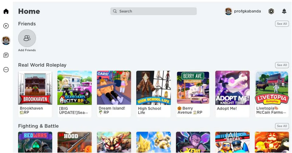 Figure 2: The Roblox Front-End