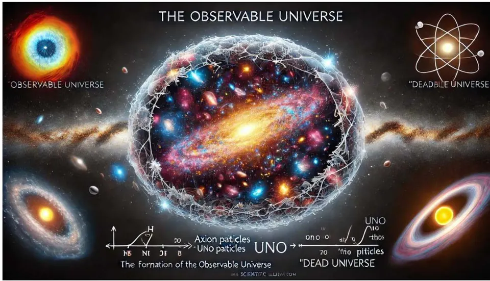 Figure 1: The images in this article were generated using advanced computational technology, specifically designed to visually represent complex astrophysical concepts. Each visualization is crafted through precise algorithms to reflect the intricacies of theories like the "Dead Universe," utilizing specific parameters based on scientific data and theoretical models to ensure the most accurate representation possible within the theoretical context presented Image Credits: Global Journals. Source: Global Journals On the other hand, the Dead Universe Theory offers an alternative cosmological model that does not rely on the Big Bang as its foundation. It proposes that our current universe is merely a small part of the remnants of a preexisting universe, billions of times larger than the observable universe. This dead universe was primarily composed of a cold mass of exotic elements such as axions, dark matter, dark energy, and UNO particles. The Dead Universe Theory challenges traditional notions and compels us to reconsider the origins of the cosmos from a new perspective.