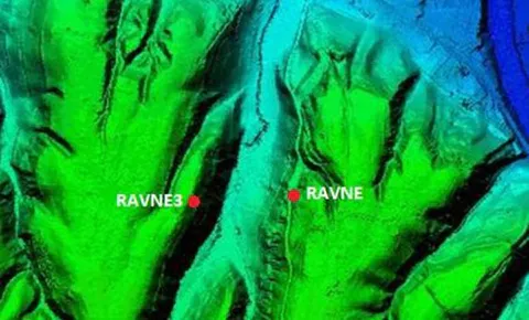 Fig. 1b. LiDAR-based topographic map of the Visoko Valley, showing the Ravne Tunnel Labyrinth entrance area relative to the Bosnian Pyramid of the Sun and Moon.