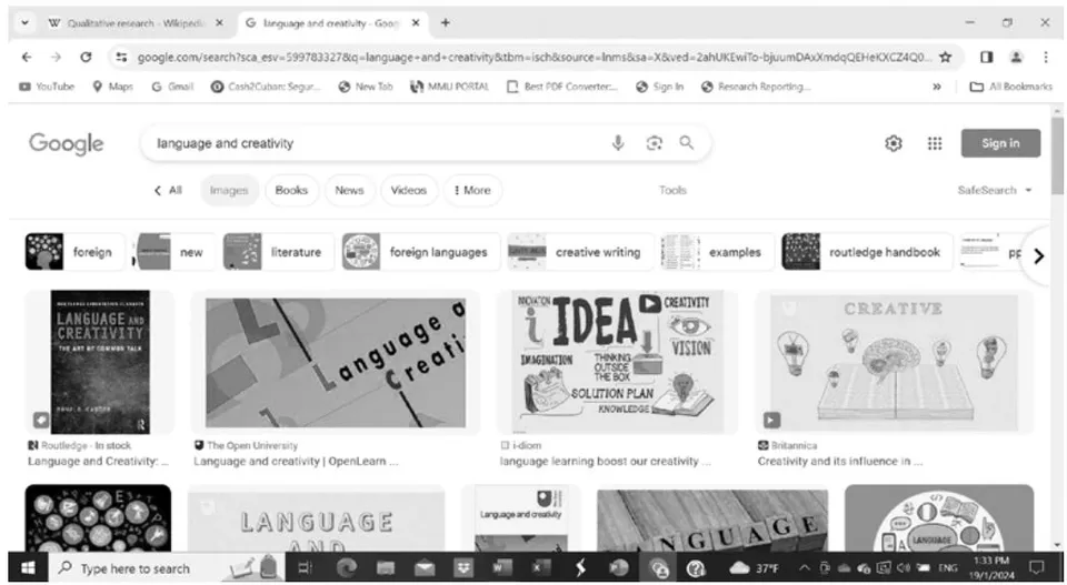 Figure 2: Google Search Engine Computer Screen Capturing