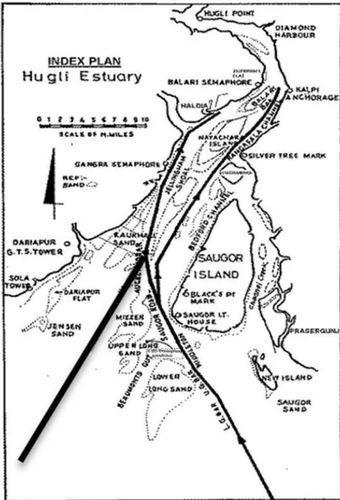 Figure 1: Index Plan of Hugli Estuary showing Navigation channel