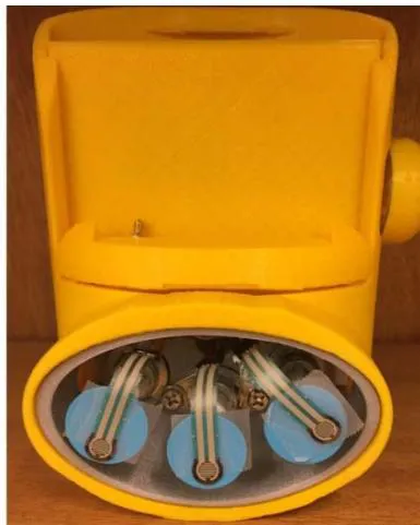 Fig. 6: Left: A pair of prototypes of the Kissenger device was designed and implemented with iPhone 6 Plus. Right: The force sensors and linear actuators beneath the flexible lip cover
