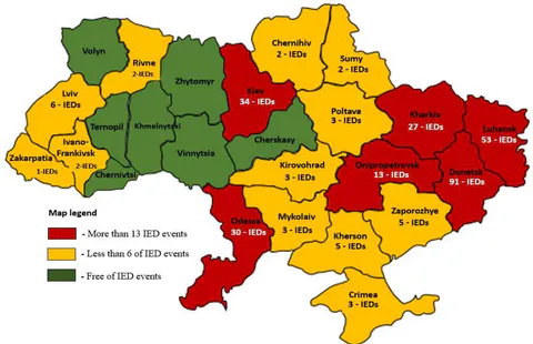 Figure 2: Number of IED events in Ukraine by provinces - TAD.
