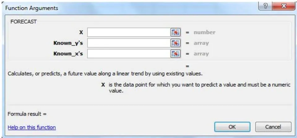 Figure 4: The Forecast Statistical Function Window
