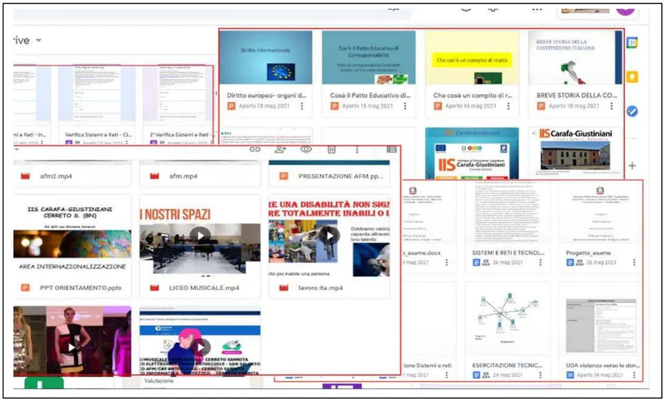 Figure 2: Google Drive, Google Documents, and Google Forms screenshots