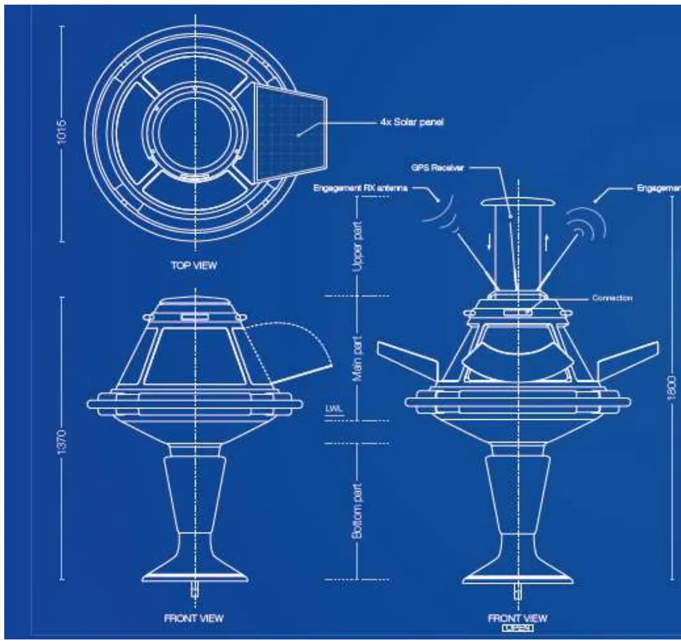 Figure 7: Dimensions of the buoy not anchored