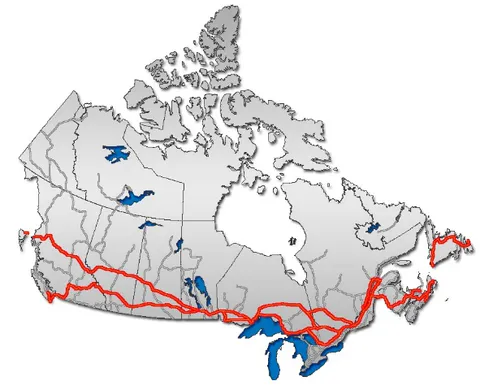 Trans-Canada Highway along Canada-U.S. border