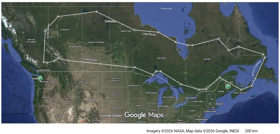 Satellite map showing the complete perimeter alignment of the Interprovincial Transportation Infrastructure Mega-Loop