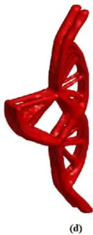 Fig. 23: Single Corbel, optimal topology: (a) e (b) SESO (c) and (d) VFLSM