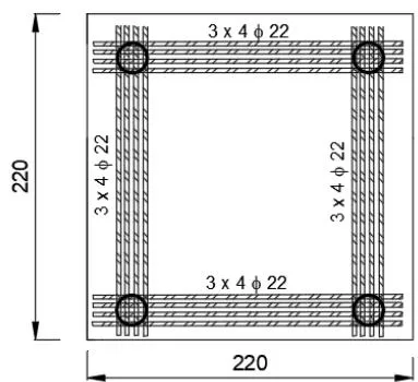 Fig. 12: Reinforcement arrangement for the pile cap