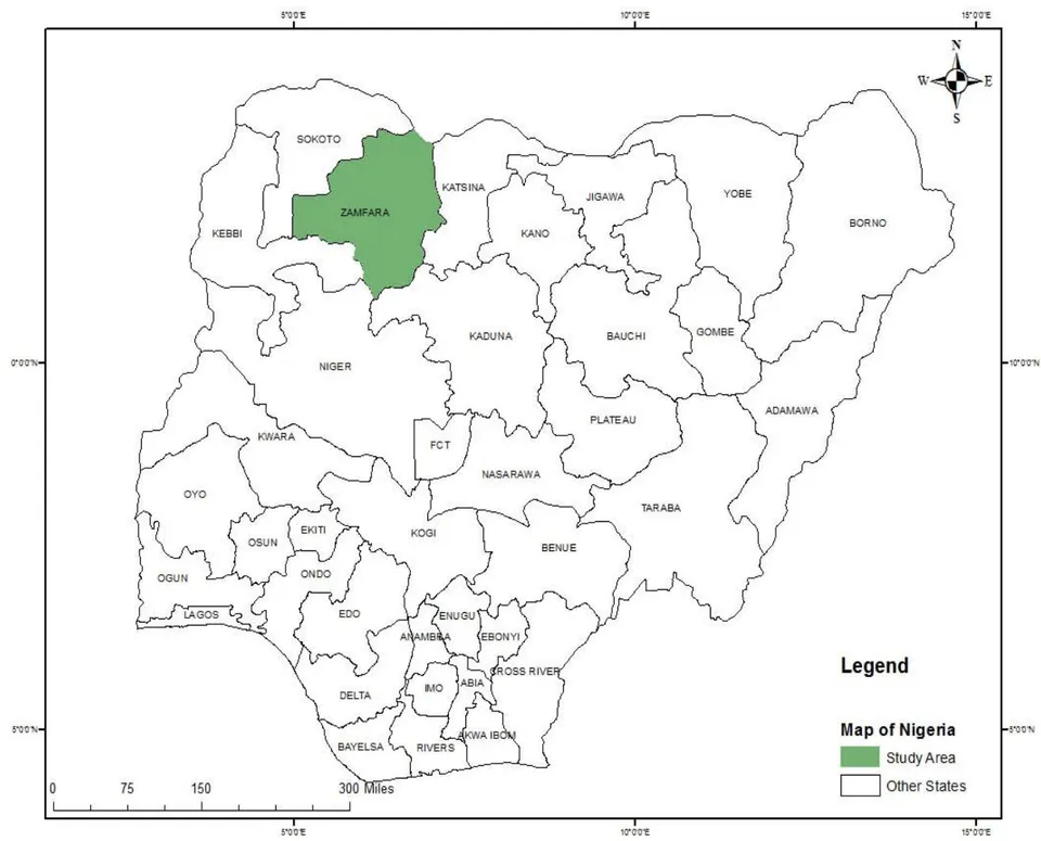 Fig. 1: Map of Nigeria Showing Zamfara State