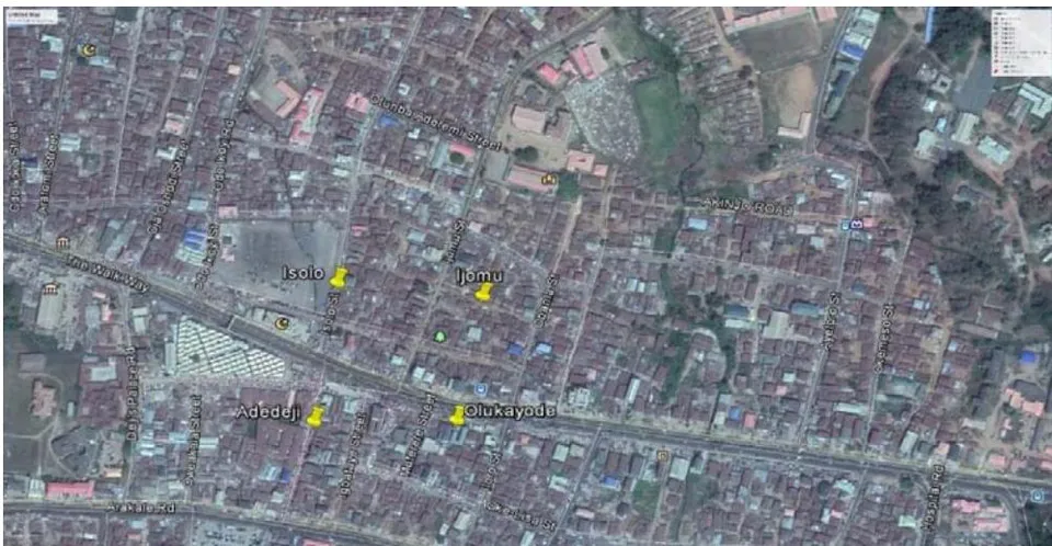 Figure 5: Google imagery of FUTA North Gate Axis