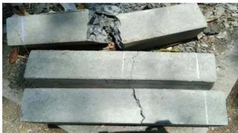 Fig. 9: For M20 grade concrete, prism failure patterns during flexural strength testing