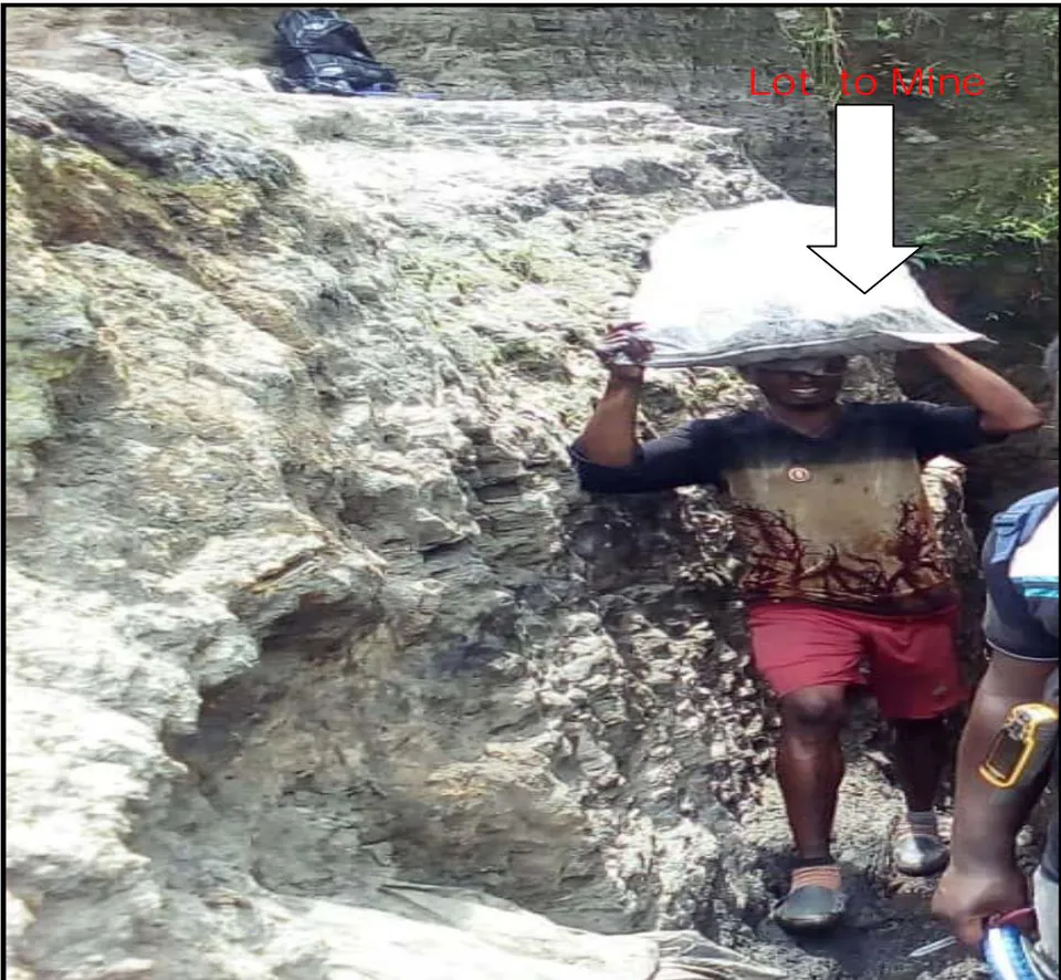 Fig. 6: Artisanal Miner carrying Coal from a Lotto Pit