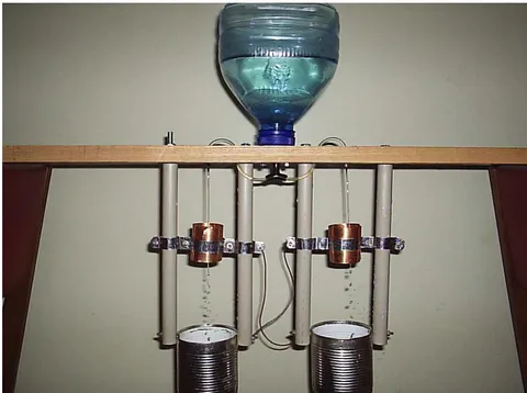 Fig. 7: The process of crushing solid jets into droplets after their passage through inductors