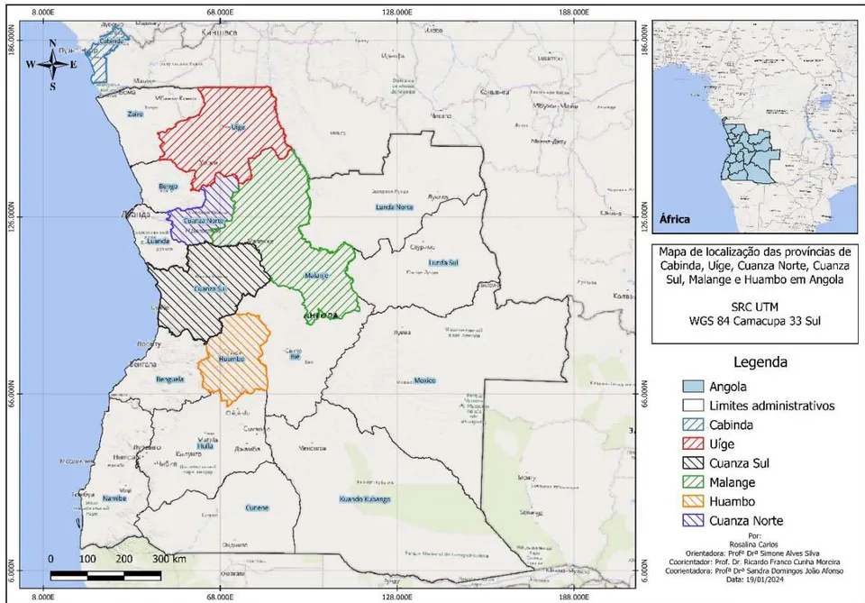Figure 1: Location of yam (Dioscorea spp.) collection points in six provinces of Angola