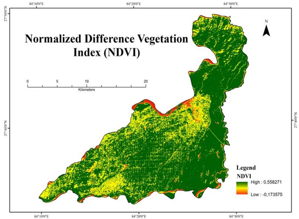Figure 4: Normalized Difference Vegetation Index (NDVI) Map for October 2021.