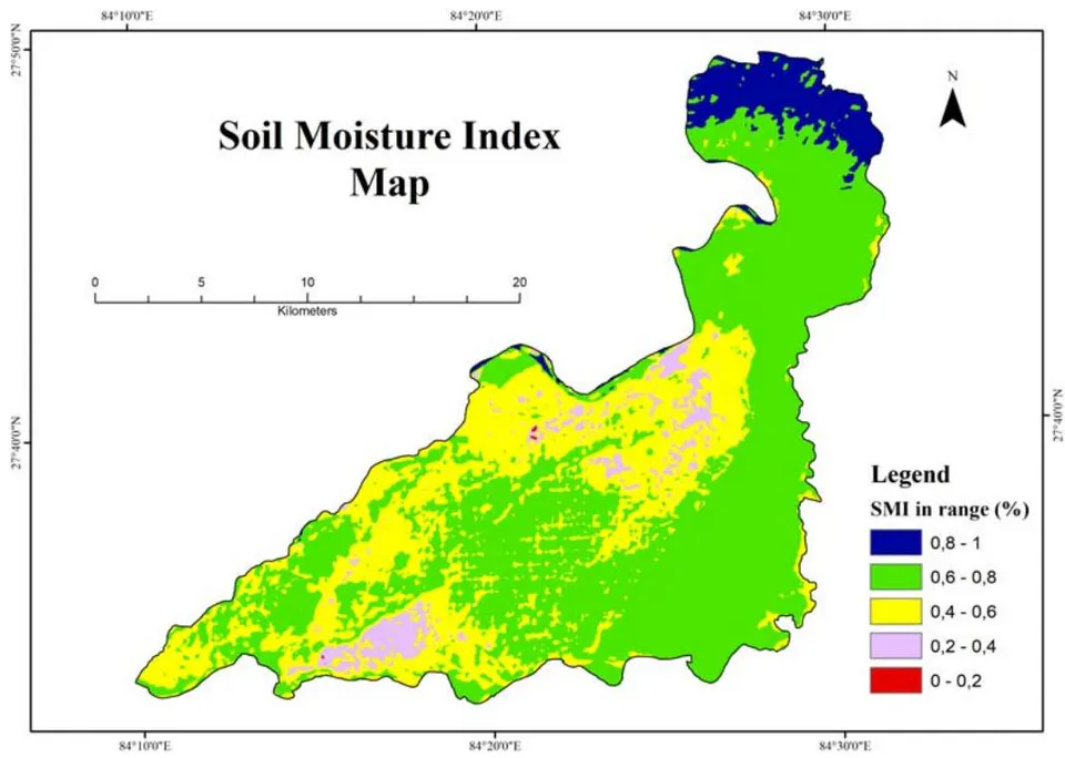 Figure 6: Soil Moisture Index Map of Bharatpur Municipality.