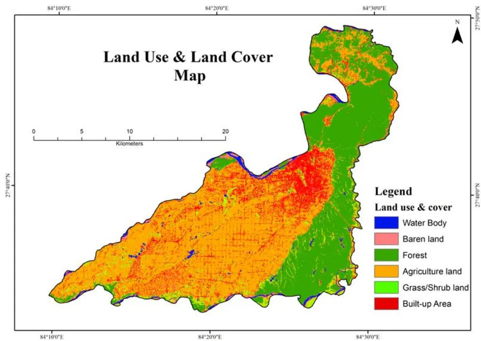 Figure 2: Land use & Land Cover Map of the Bharatpur Municipality.