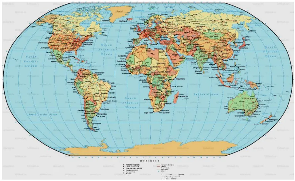 Figure 2: A specific image of the global geopolitical system, consisting of set of geopatoms-states